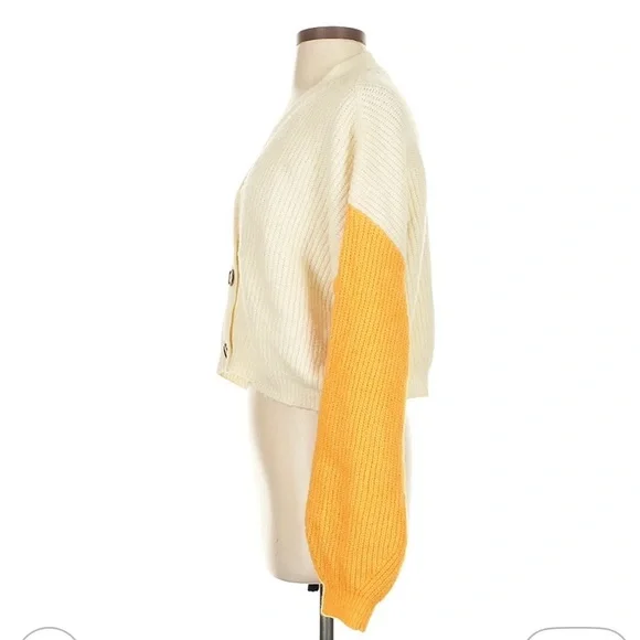 Truly Madly Deeply Cream and Orange Button-Up Cardigan - Picture 4 of 7